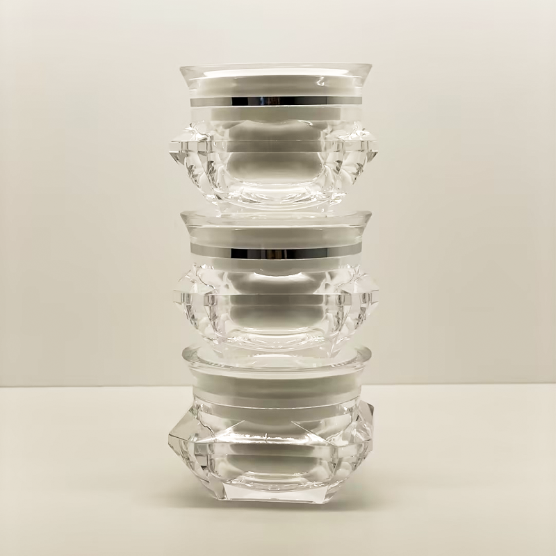 Diamond Plastic Acrylic Cosmetic Jar with lid