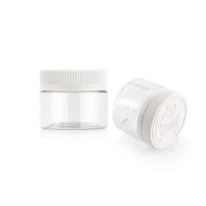 Wholesale 420 White Black Clear Child Resistant Smell Proof Hemp Flower PET Plastic Storage Container pre-rolled Jar