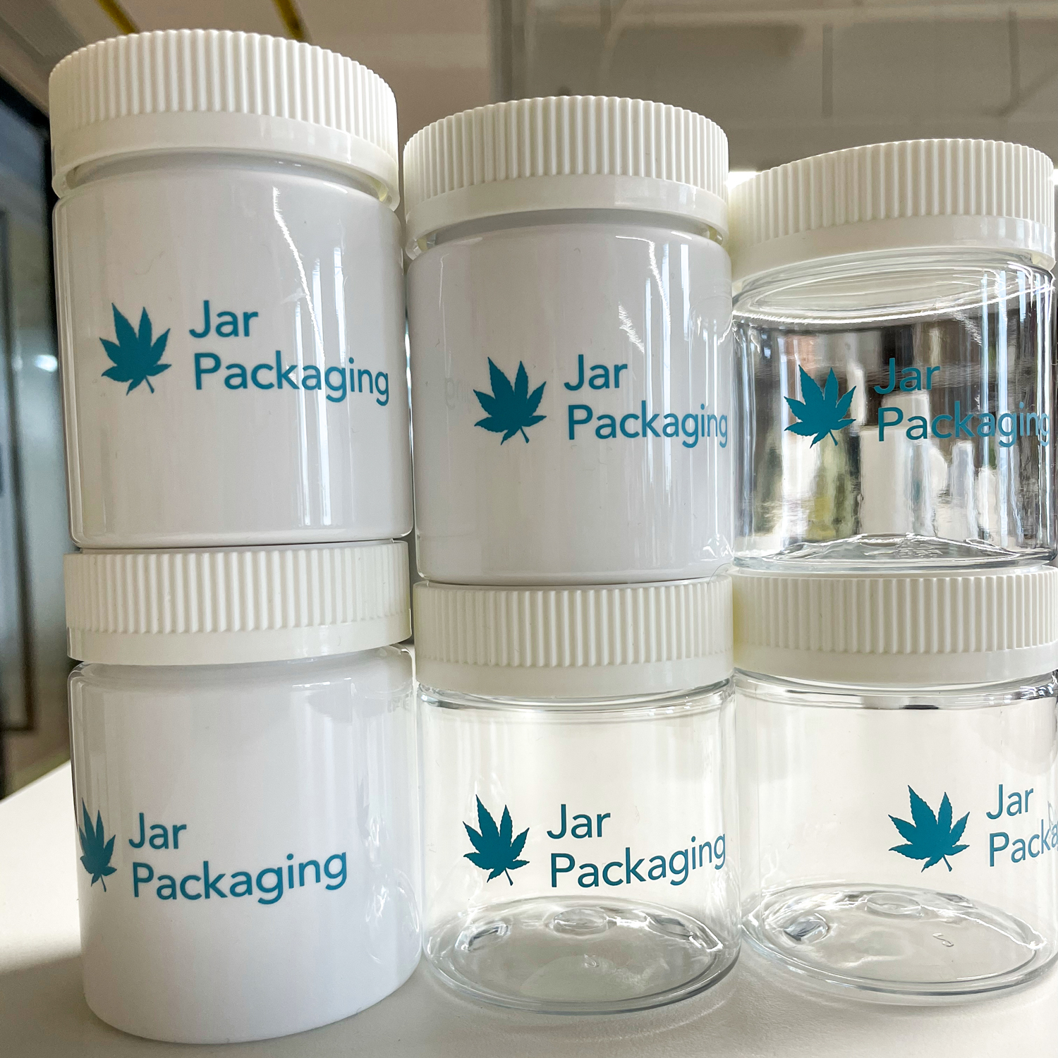 Custom air tight childproof PET PP Plastic Storge Jar for hemp packaging