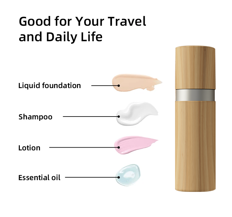 Custom Oral Care packaging Container Eco friendly Bamboo Airless Pump Bottle for toothpaste