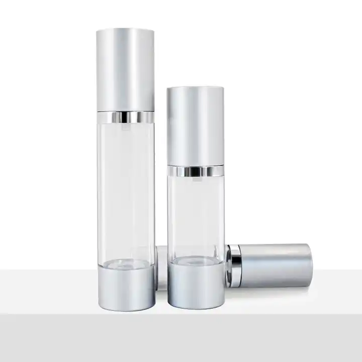 US In Stock 1oz face cream oil spray cosmetic packaging 50ml 30ml 15ml 10ml 100ml Aluminum Silver AS Airless Bottle for lotion