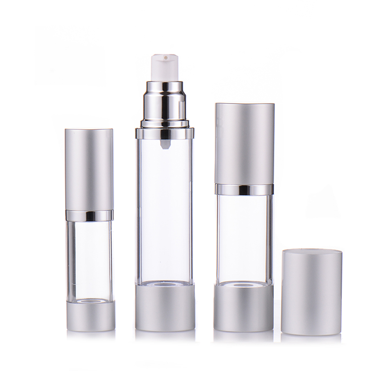 US In Stock 1oz face cream oil spray cosmetic packaging 50ml 30ml 15ml 10ml 100ml Aluminum Silver AS Airless Bottle for lotion