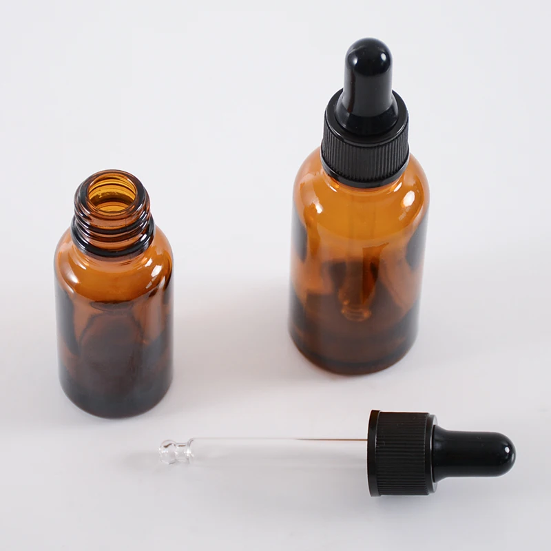 Cheaper US Available Amber Glass Bottle with dropper 30 ml 1 oz 30ml Brown Essential Oil Bottle for hair face body oil packaging