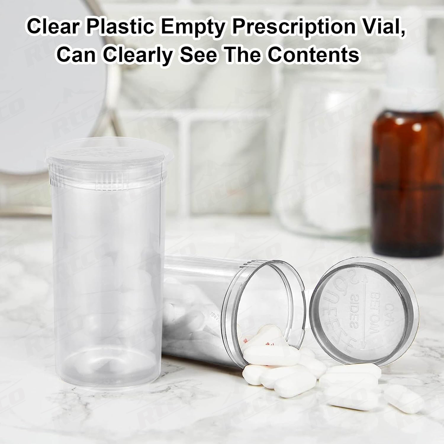 19Dram Gray Green Transparent Plastic Empty Medicine Prescription Vial Waterproof Airtight Joint Pill Bottles with Pop Top Caps