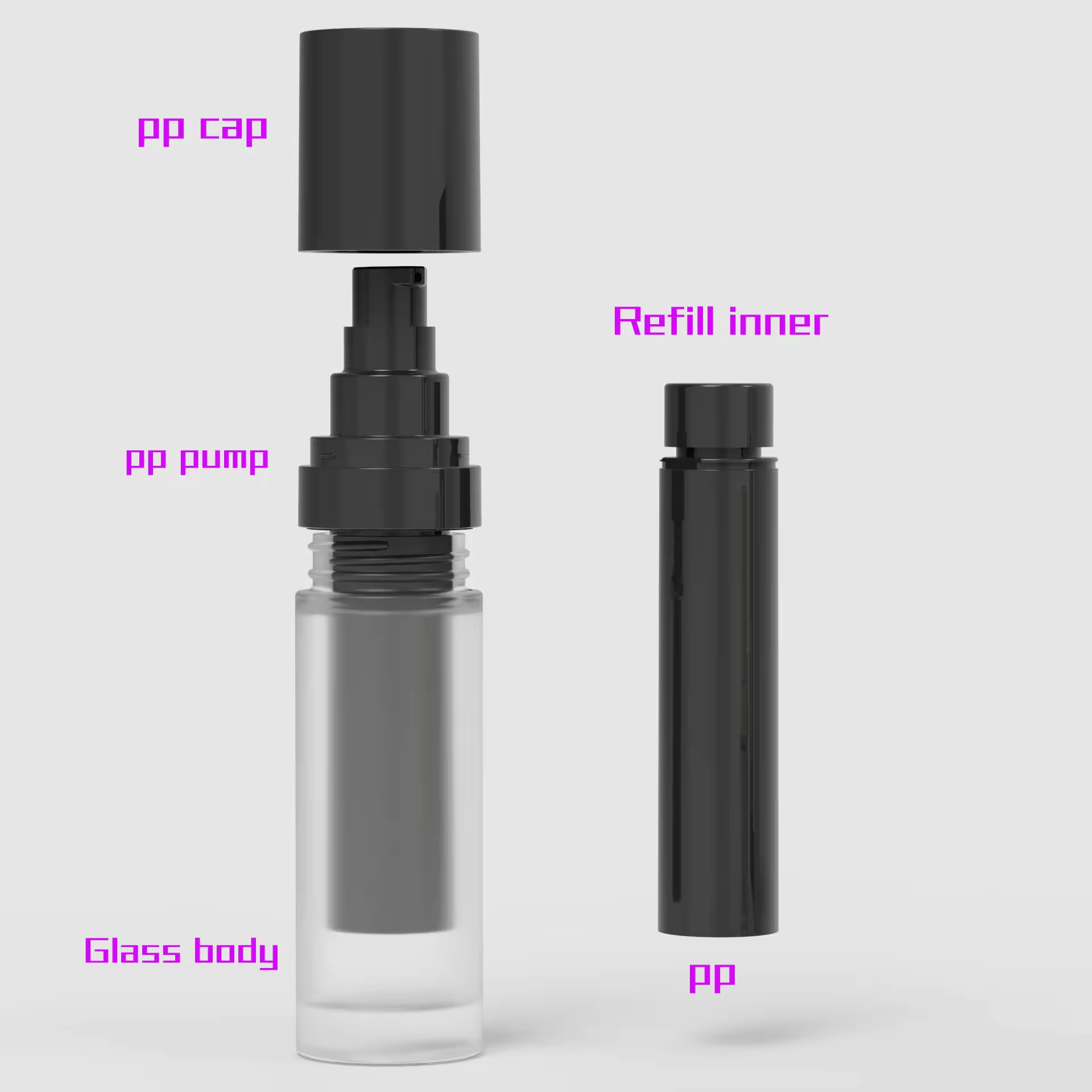 Replaceable Inner tube Glass Airless Bottle