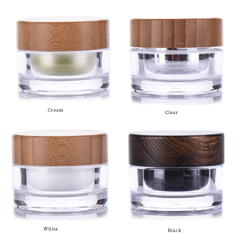 30g 50g Acrylic cream jar with wooden lid