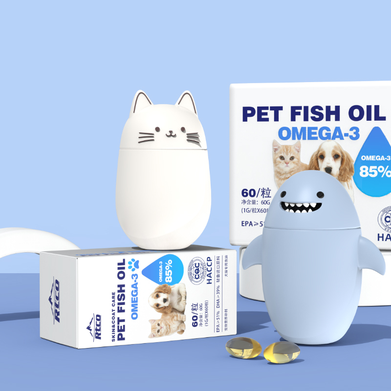 Pet shape plastic bottle for fish oil capsules packaging