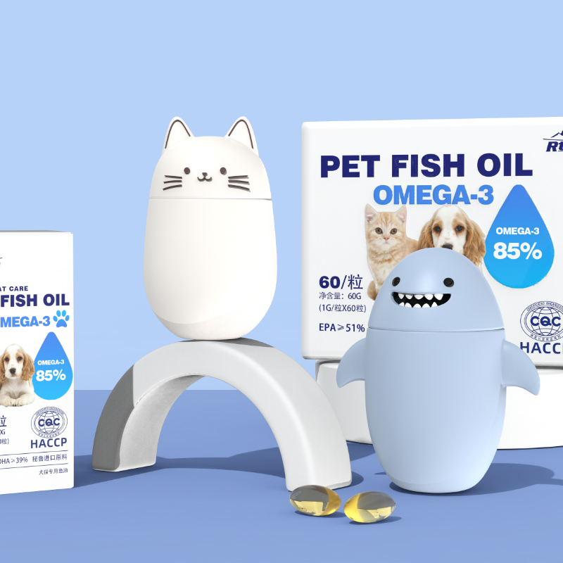 Pet shape plastic bottle for fish oil capsules packaging