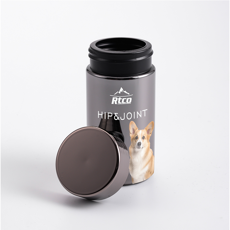 Custom 6OZ Metal Grey HDPE Bottle for pet healthcare supplement packaging