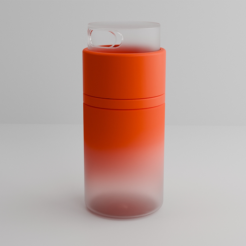 Gradient transparent color soft touch bottle