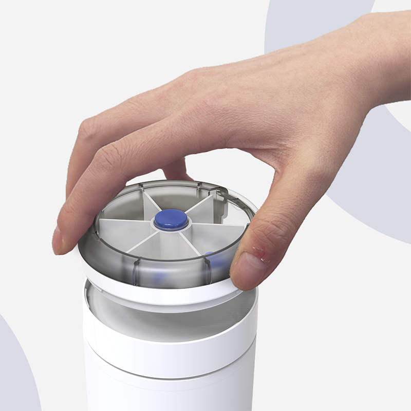 New Design Self-rotating pill bottle with button